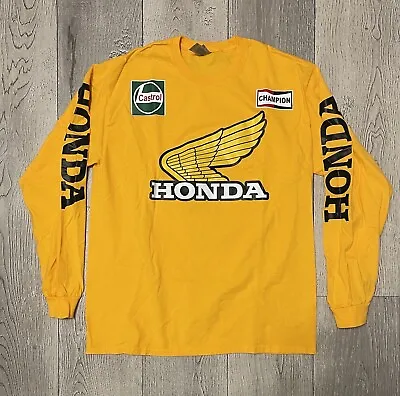 Vintage Style Honda Designs Racing Long Sleeve Shirt Jersey Size Large Champion • $49.99