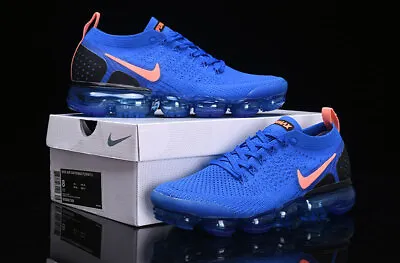 Nike Air VaporMax Flyknit 2 Men's Running Trainers Shoes Blue And Orange • $216