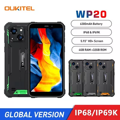 OUKITEL WP20 IP68&IP69K Mobile Phone 4GB 32GB 6300mAh Android 12 Quad Core 20MP • £136.18