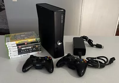 Microsoft XBox 360 S Console Bundle Includes 7 Games TESTED WORKS • $110