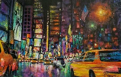 Mark BraverFramed Original  Painting Of Midtown Manhattan Hand Signed With LOA • $1409.99