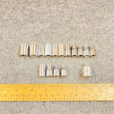 Vintage Craftsman Socket Lot 16 Pc 1/4  Drive Mixed Sizes W/ 3/8  Drive Adaptor • $24