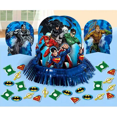 Justice League Party Supplies TABLE DECORATING Kit With Confetti • $17.95