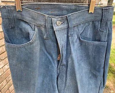 Levis Blue Orange Tab 70s Vintage BIG Bell Bottom Heavy 14oz Denim Jeans • $44.99