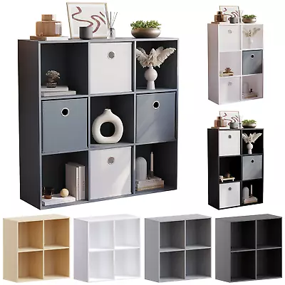 £27.99 • Buy 4 6 9 Cube Wooden Bookcase Shelving Storage Display Shelves Wood Unit Baskets