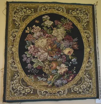 Vintage Italian Woven Floral Bouquet  28  X 25 1/2  Wall Hanging Tapestry • $70