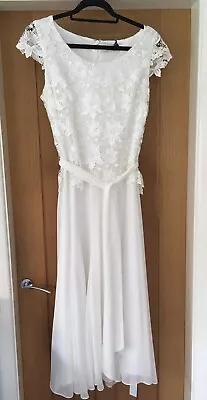 Nightingales White Lace/chiffon Long Occasion Dress UK 10 BNWT • $68.38