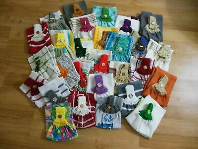 $5 • Buy Handmade Crochet Top Kitchen Hanging Hand Towels You Choose Color / Design