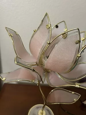 VTG Hollywood Regency Pink Glass Lotus Flower Gold Pink Table Lamp Spare Parts • $59.99