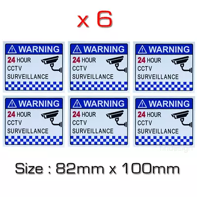  WARNING 24 HOUR CCTV SURVEILLANCE  Security Camera Sticker Sign X 6 PACKS • $5.95