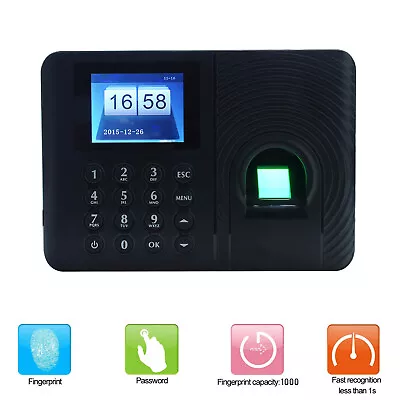 £35.90 • Buy Time Recorder Clocking Attendance In USB Clock Machine Fingerprint + Password