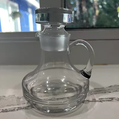 GLASS OIL /  VINEGAR CRUET BOTTLE DECANTER WITH GLASS STOPPER 5.5” Hand Blown • $17