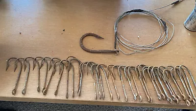 32 Vintage 4 1/8 L FISHING HOOKS Matching ~ Also 1 Large 5  Hook ~ RePurpose • $29