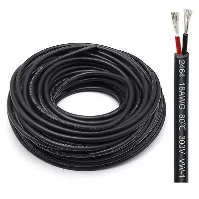 100FT 18 Gauge Wire 2 Conductor 18AWG Electrical Wire 18/2 Insulated Stranded • $45.58