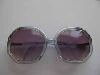 Ted Lapidus Designer Paris Iconic Large Big Oversized Sunglasses Blue Gold 1970s • $499.95