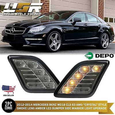 Amber LED Smoke Bumper Side Marker Light For 2012-2014 Mercedes W218 CLS63 AMG • $39.94