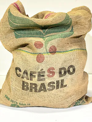 £14.83 • Buy Jute Burlap Coffee Bean Bag Sack 38” X 28” Cafes Do Brasil Double Sided Style #8
