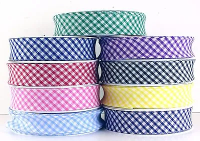 £1.49 • Buy 25mm GINGHAM POLYCOTTON BIAS BINDING-BUNTING- EDGING- QUILTING-SCHOOL COLOURS
