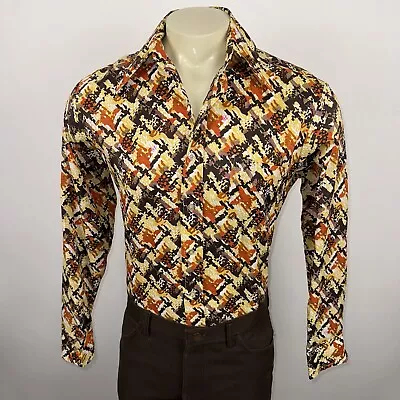 Vtg 60s 70s Mens Shirt Disco Hippie Thin All Over Polyester Nik Vintage MEDIUM • $79.99