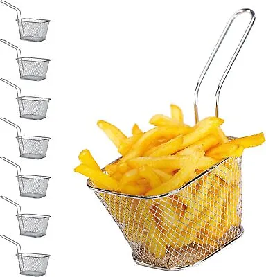 £9.98 • Buy 8 Pack Mini Chip Serving Frying Basket With Handle For Serving Food Presentation