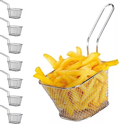£9.98 • Buy 8 Pack Mini Chip Serving Frying Basket With Handle For Serving Food Presentation
