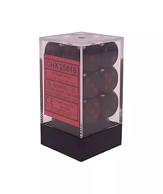 Chessex Opaque Black With Red 12 Dice Set - 6 Sided - 16mm D6 Dice Block • $3.95