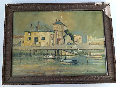 Early 20th Century Oil On Canvas - European / English Harbour Scene 40 X 30cm • £19.99