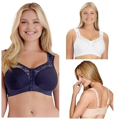 Miss Mary Of Sweden Cotton Lace Bra Front Fastening Womens Lingerie 2158 • £47