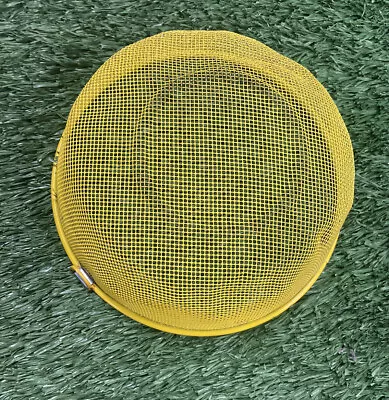 Vintage MCM Round Yellow Mesh Food Cover Picnic Party Fly Mosquito Metal Domes • $18.24