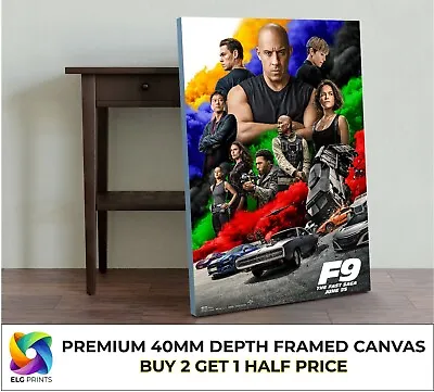 Fast & Furious 9 F9 Large Movie CANVAS Art Print Gift In Multiple Size Options • £19