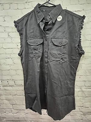 Men's Unbranded Sleeveless Black Denim Shirt Multi Sizes New • $15.97