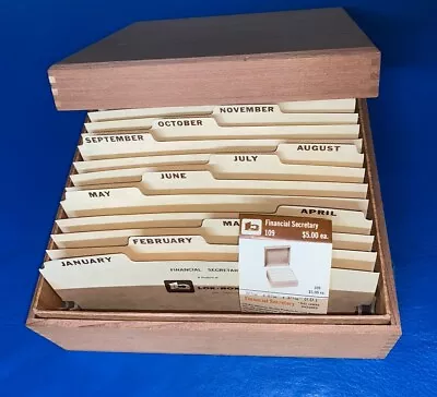 Vintage LOK-BOX Financial Secretary - Wood Box - Bill & Receipt Organizer - NOS • $22