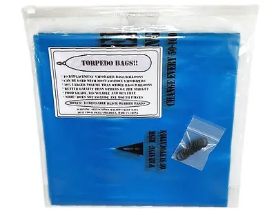 TORPEDO Replacement Vaporizer Bags/Balloons In Blue (Set Of 10) +Rubber Bands!! • $6.40