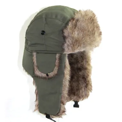 Men Winter Trapper Army Windproof Trooper Warm Russian Ski Hat Fur Army • $8.91