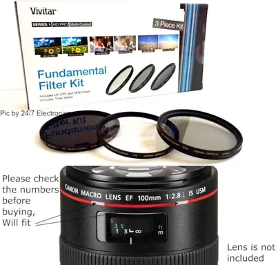 🚩VIVITAR Filter Kit ND8+UV+CPL For Canon Macro Lens EF 100mm F/2.8L IS USM • $20.66