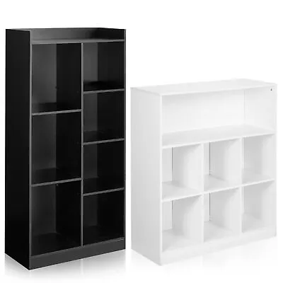 Tall Wide Wooden 7 Cube Cupboard Shelving Display Storage Unit Cabinet Shelves • £52.99