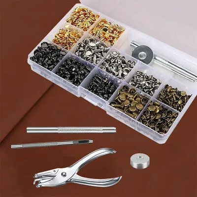 480Pcs Leather Rivets Set Double Cap Rivets For Leather Work Rivet Setting Tool • £10.79