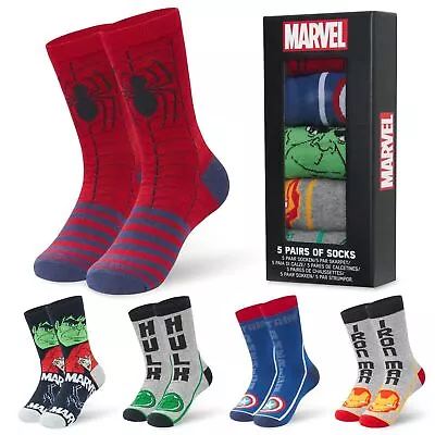 Marvel Socks Pack Of 5 - Mens Socks Avengers Gifts For Men • £16.49