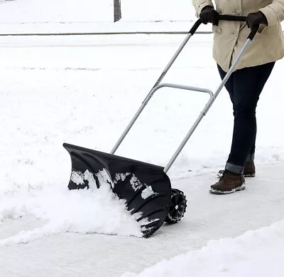 CASL Brands Heavy-Duty Rolling Snow Pusher With 6-Inch  • $20