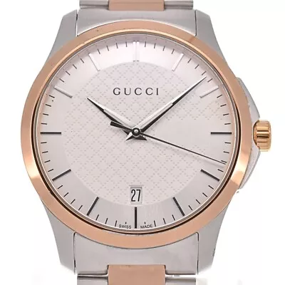 GUCCI G-timeless 126.4/YA126447 Silver Dial SS/GP Quartz Men's Watch E#128285 • $314.30