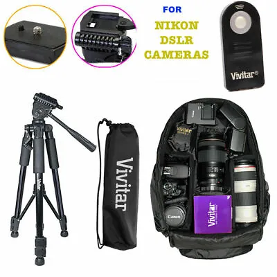 52  Pro Tripod+vivitar Backpack Bag + Remote Kit For Nikon D3400 D5600 D7200 D90 • $74.86