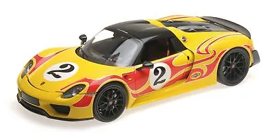 Minichamps PORSCHE 918 SPYDER MARTINI WEISSACH PACKAGE YELLOW & RED STRIPES 1:18 • $166