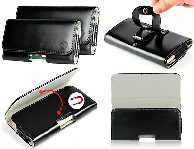 For Samsung Galaxy S10 S10+ S10e Black Genuine Leather Belt Clip Loop Case Cover • $25