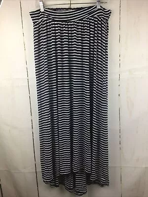 Liz Lange Maternity Navy Blue/White Striped High Low Maxi Skirt Sz. S • £11.56