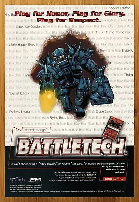 1997 Battletech Trading Card Game Print Ad/Poster MechWarrior CCG TCG Promo Art • $19.49