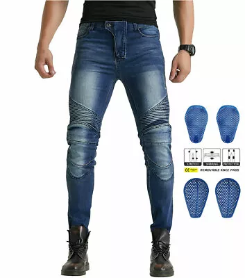 Mens Motorcycle Jeans Riding Pants Motocross Racing CE Armor Trousers XXS~4XL • $95.98