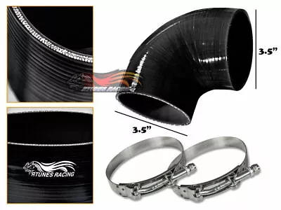 BLK Silicone Elbow Coupler Hose 4Ply 3.5  89 Mm Supercharger Intake Intercooler • $467.09