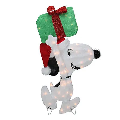 Northlight 32  Lighted Peanuts Snoopy Present Christmas Outdoor Yard Decoration • $85.49