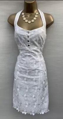 Karen Millen Elegant White Cotton Lace Daisy Dress Size 14 • £45