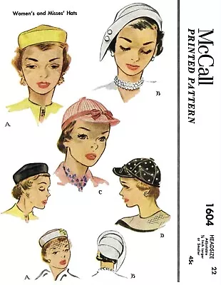 McCall #1604 Hat Visor BASEBALL Cap Fabric Sewing Pattern Chemo Alopecia 22 / 23 • $4.99